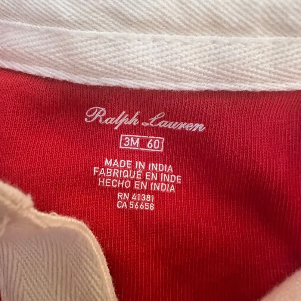 Ralph Lauren Baby Boys Romper sz 3 M Large Pony Logo Romper